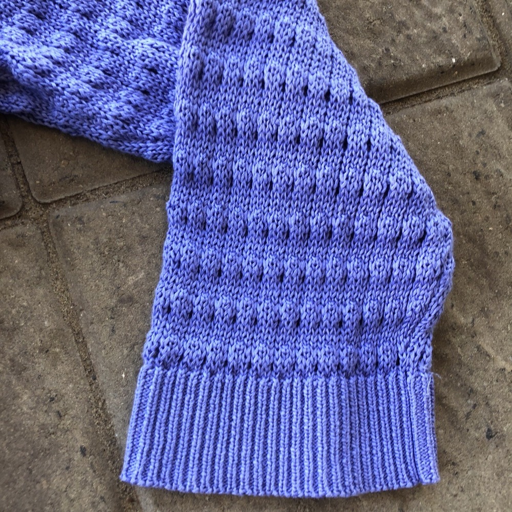 Talbots Sweater Top Petite XLP Lavender Cotton Open Weave Long Sleeve Tunic - Picture 3 of 7